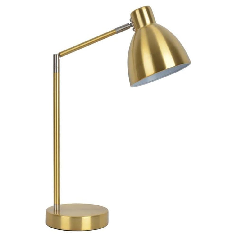Brass Adjustable Task Desk Lamp - Antique Gold Finish with Dome Shade